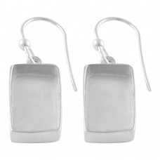 Rectangle shape silver blank bezel cup casting earring for stone setting